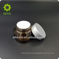 30g Custom Amber Glas Kosmetisches Glas mit glänzend silbrig Cap